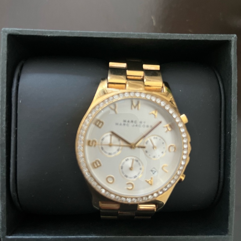 Marc Jacobs Gold and Cream Chronograph Watch